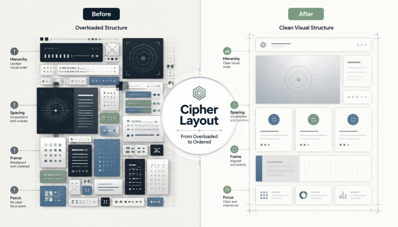 cipher layout before after